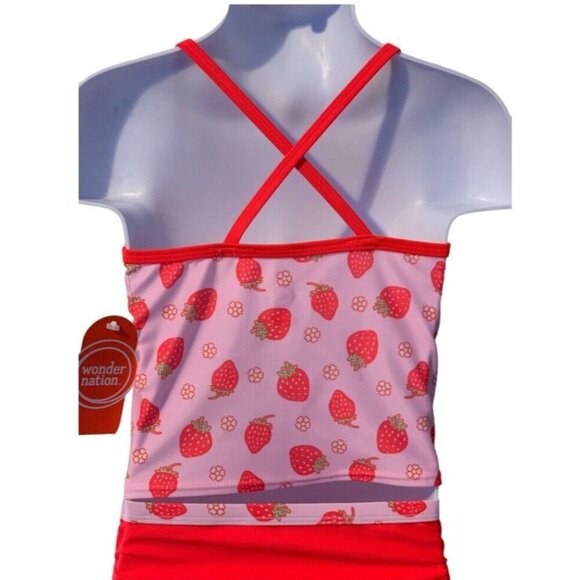 Wonder Nation Girls Strawberry Tankini 2 PC Swimsuit Size 3T Pink - Picture 7 of 13